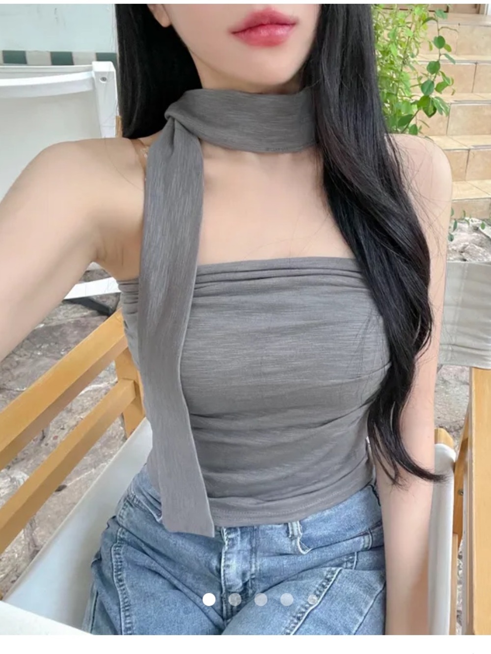 Strapless tube top with scarf set